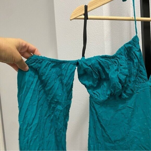 Solare Mini Dress Majorelle Revolve Ocean Blue Polka Dot Off The Shoulder Small - Picture 5 of 9